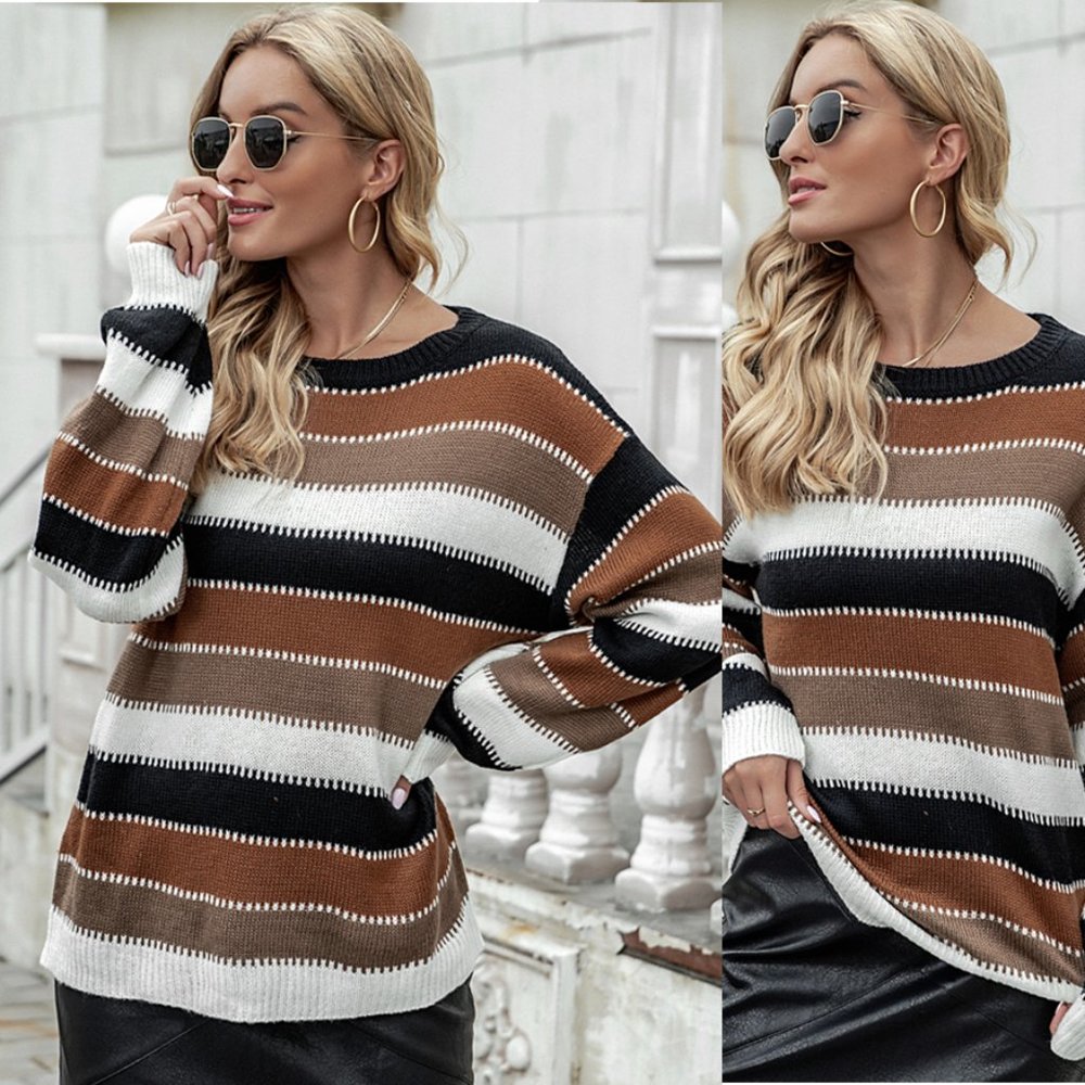 Striped Long Sleeve Sweater Top - Picture 3 of 5